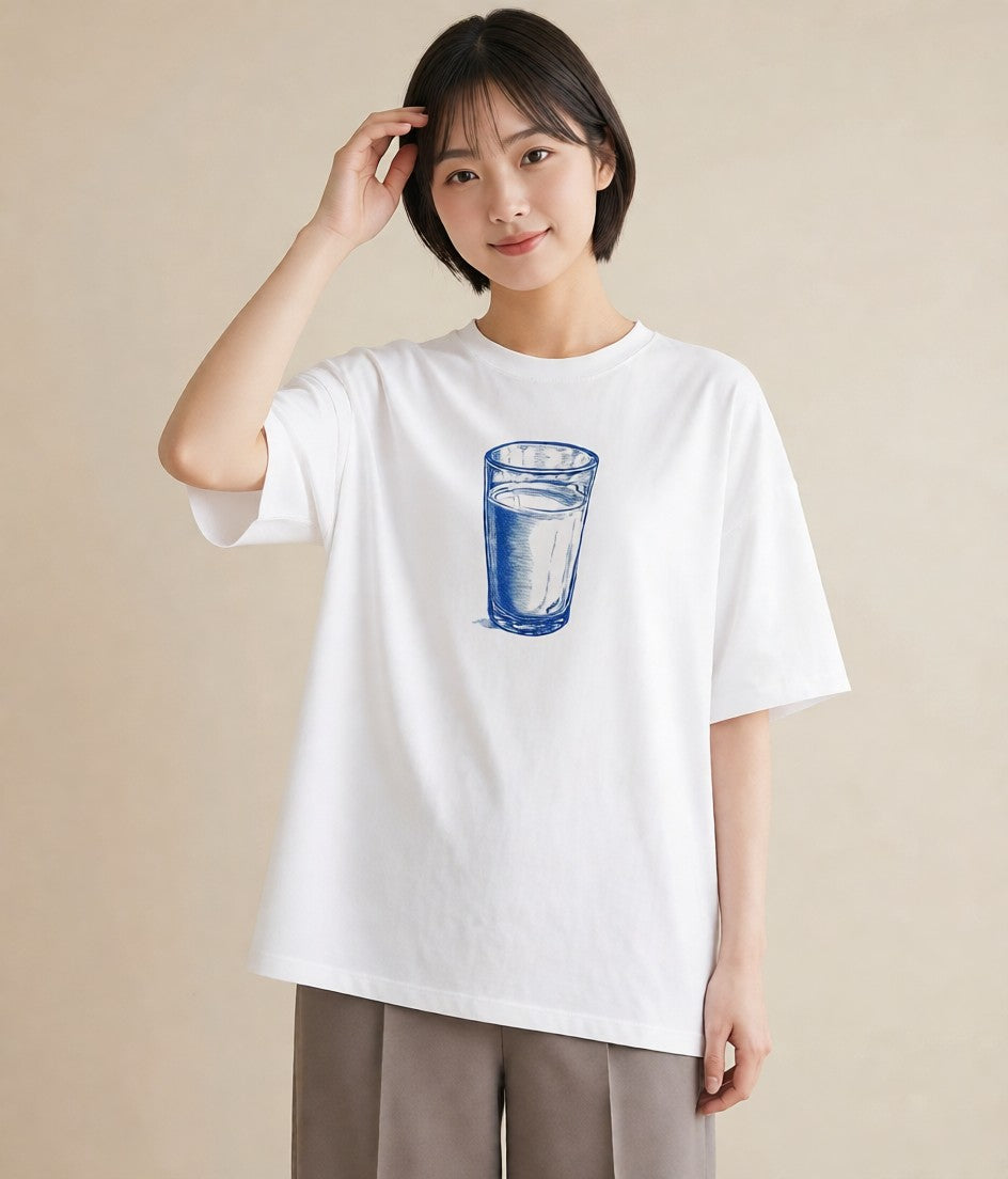 グラフィックTシャツ レディース ミルク 食べ物 フード イラスト 上品 おしゃれギフト 社会人 白T