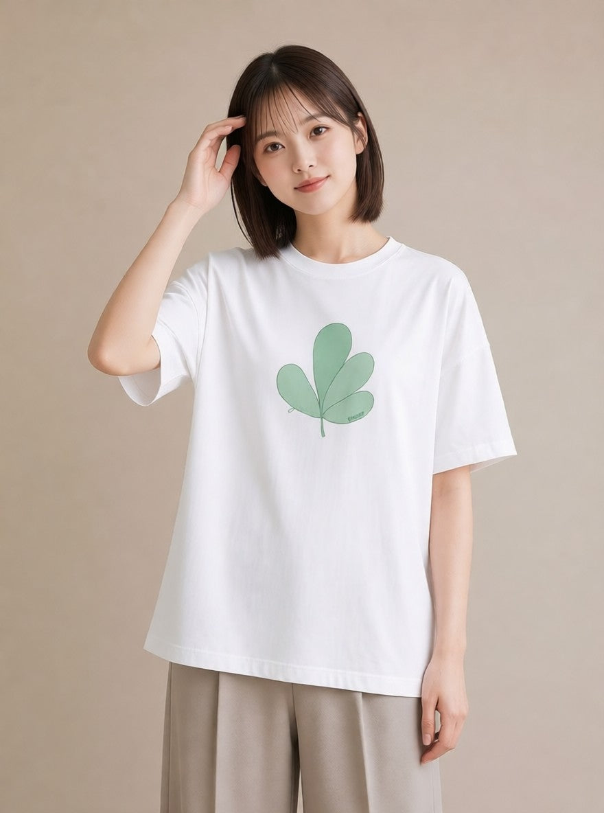 半袖Tシャツ レディース シダ 植物 ボタニカル イラスト ミニマル 公園 ママ 白T