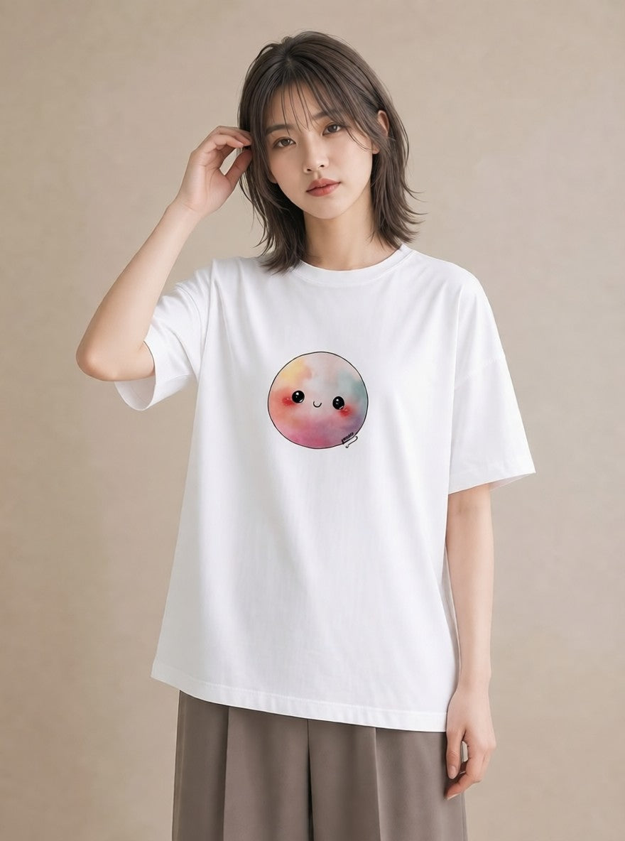 半袖Tシャツ レディース 惑星 星空 宇宙 イラスト お洒落 休日 ペアコーデ 白T