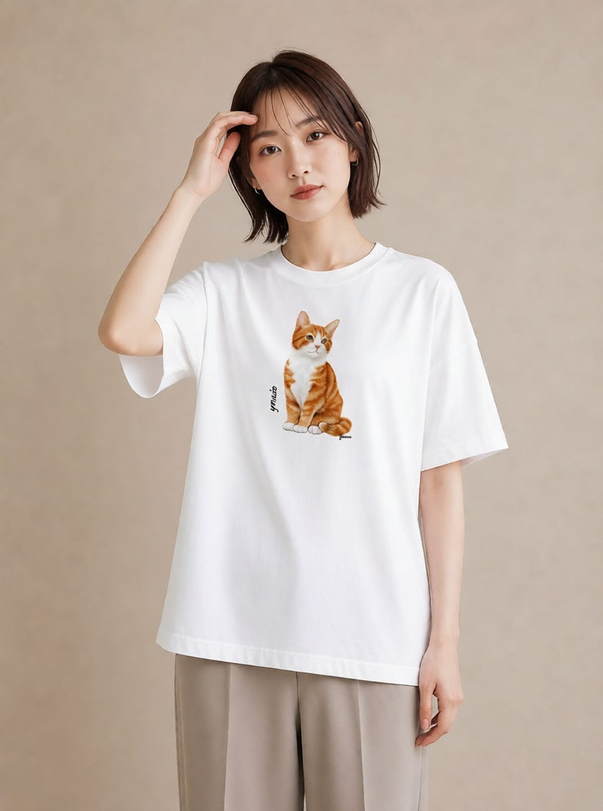 デザインTシャツ レディース アビシニアン 猫 ねこ イラスト ユニーク 旅行用 海 白T