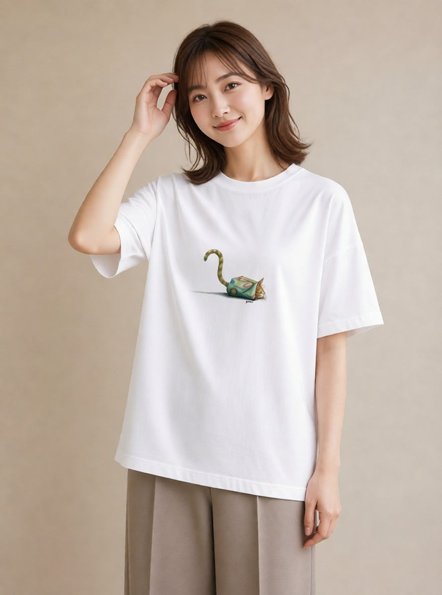 グラフィックTシャツ レディース サビ猫 猫 ねこ イラスト レトロ 社会人 女性 白T