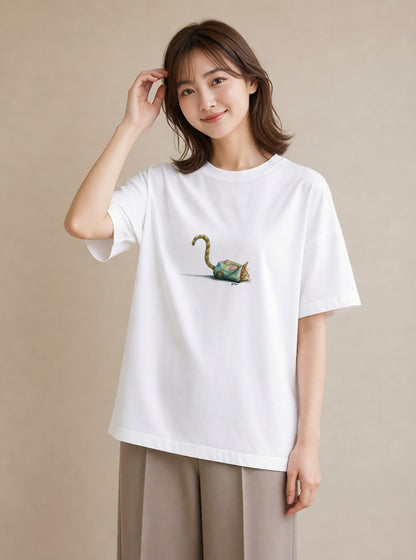 グラフィックTシャツ レディース サビ猫 猫 ねこ イラスト レトロ 社会人 女性 白T