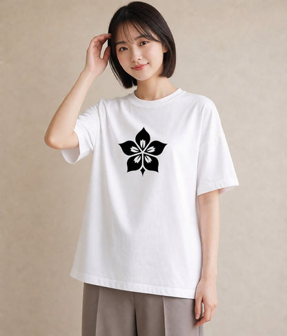 半袖Tシャツ レディース 扇子 そよ風 ナチュラル アンティーク イラスト カジュアル ペアコーデ 秋コーデ 白T