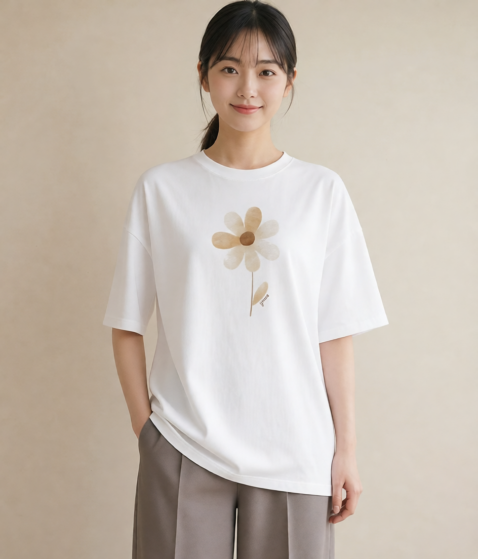 Tシャツ レディース たんぽぽ 花 花柄 イラスト ゆるかわ 通学 誕生日プレゼント 白T