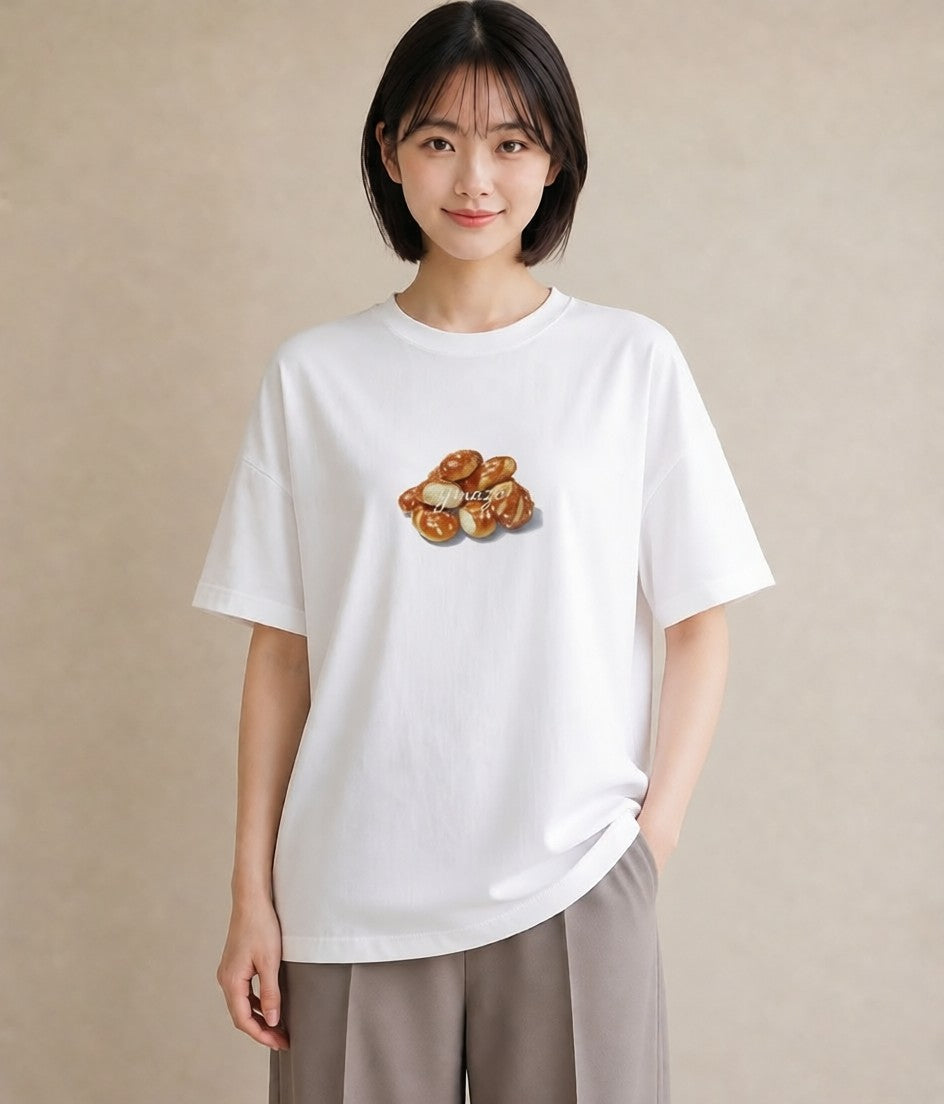 Tシャツ レディース どら焼き 食べ物 フード イラスト お洒落 休日 ペアコーデ 白T