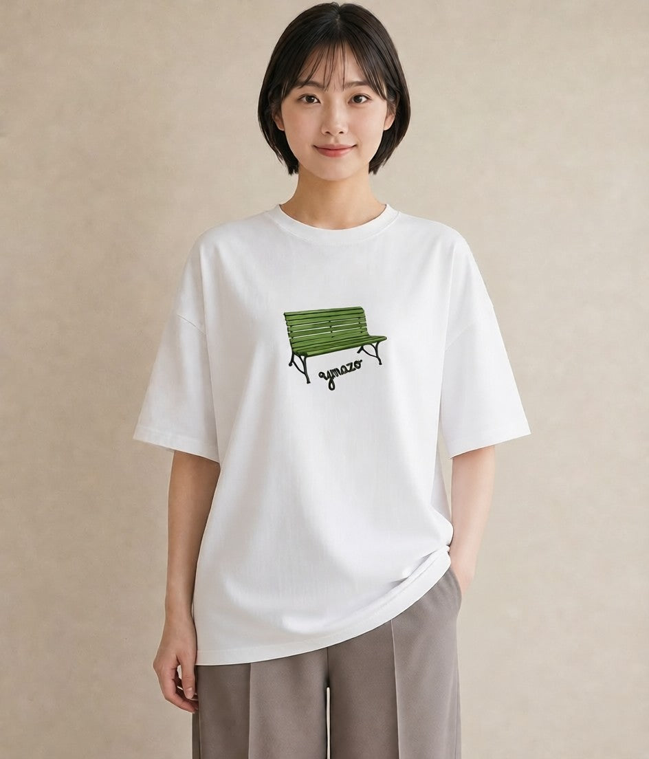 グラフィックTシャツ レディース 雨上がりのベンチ ベンチ ナチュラル アンティーク イラスト お揃い 親子 白T