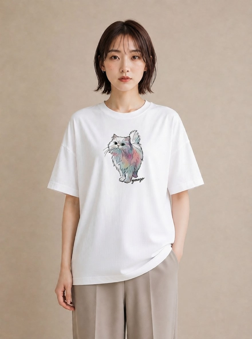 デザインTシャツ レディース ソマリ 猫 ねこ イラスト 北欧風 ギフト 母の日 白T