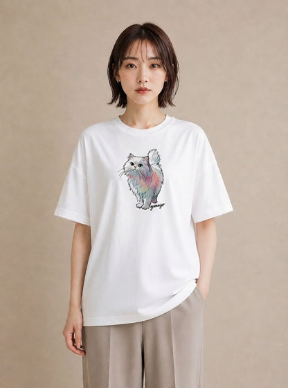 デザインTシャツ レディース ソマリ 猫 ねこ イラスト 北欧風 ギフト 母の日 白T