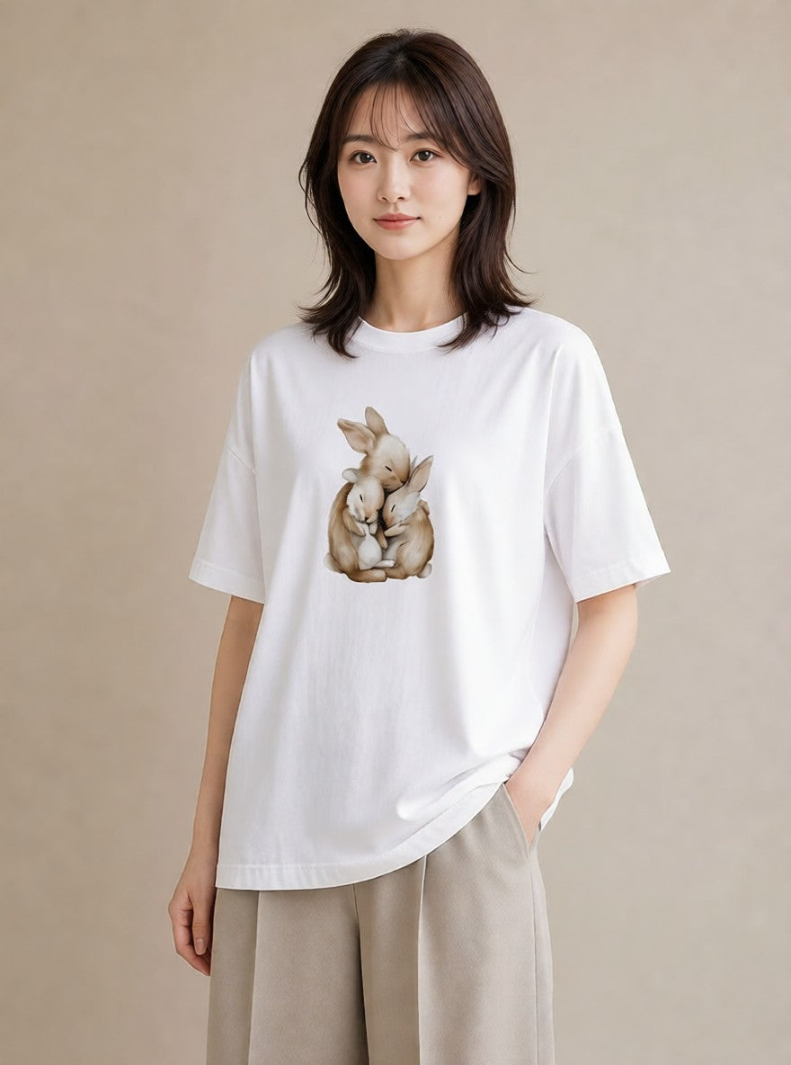 プリントTシャツ レディース ホーランドロップ ペット 動物 イラスト カジュアル 送別ギフト 通勤 白T