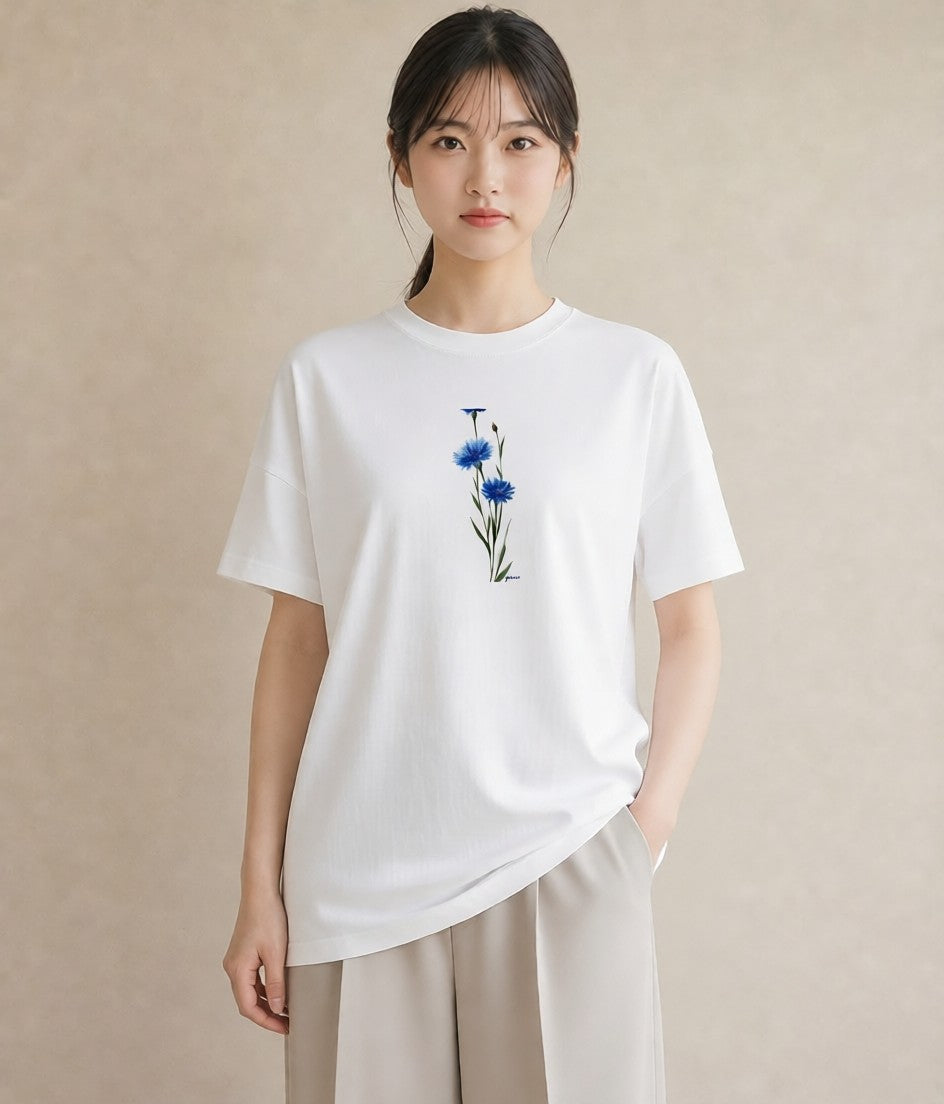 デザインTシャツ レディース カーネーション 花 花柄 イラスト 水彩風 休日 ペアコーデ 白T