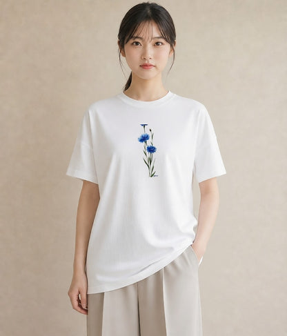 デザインTシャツ レディース カーネーション 花 花柄 イラスト 水彩風 休日 ペアコーデ 白T