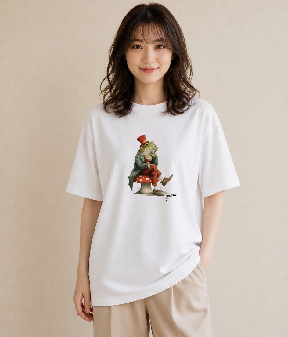 デザインTシャツ レディース アマガエル ペット 動物 イラスト 個性的 夏コーデ 通学 白T