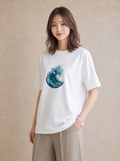 Tシャツ レディース 海 星空 宇宙 イラスト 線画 ラフ レイヤード 白T