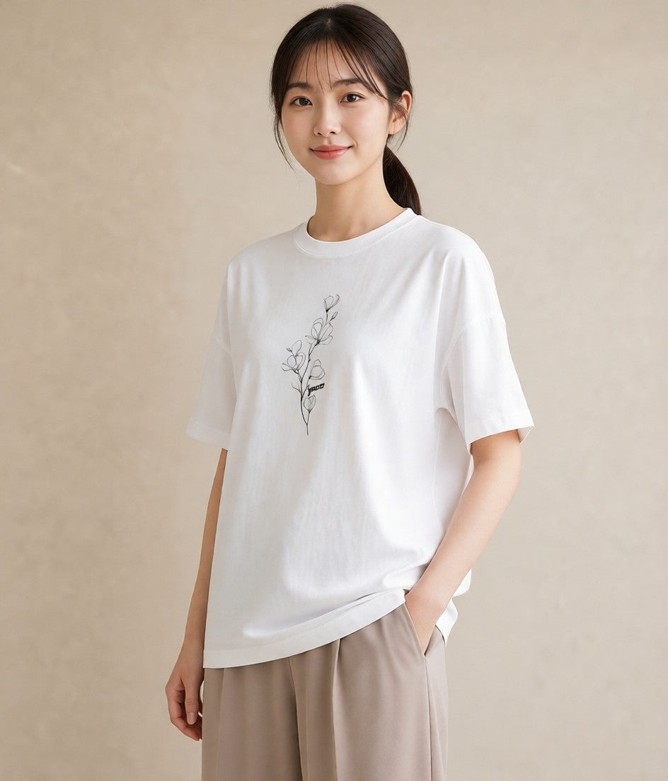 プリントTシャツ レディース さくら 桜 桜の枝 イラスト ニュアンス ラフ レイヤード 白T