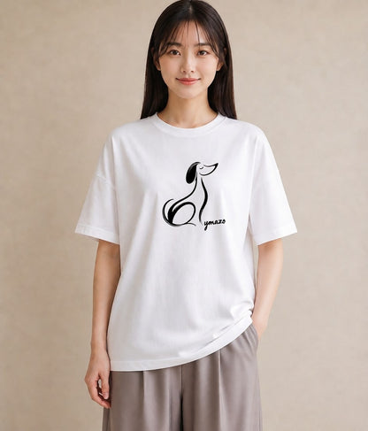 Tシャツ レディース 犬 いぬ わんこ イラスト ガーリー 女性向けギフト 散歩 白T