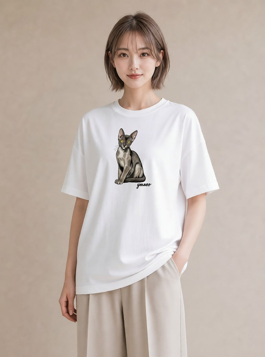 プリントTシャツ レディース ソマリ 猫 ねこ イラスト ゆるコーデ 社会人 女性 白T