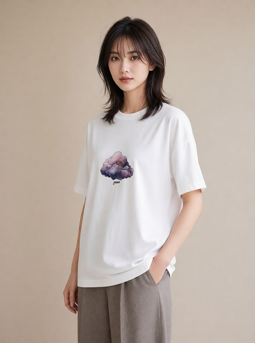 デザインTシャツ レディース オーロラ 星空 宇宙 イラスト 旅行コーデ おしゃれギフト 社会人 白T
