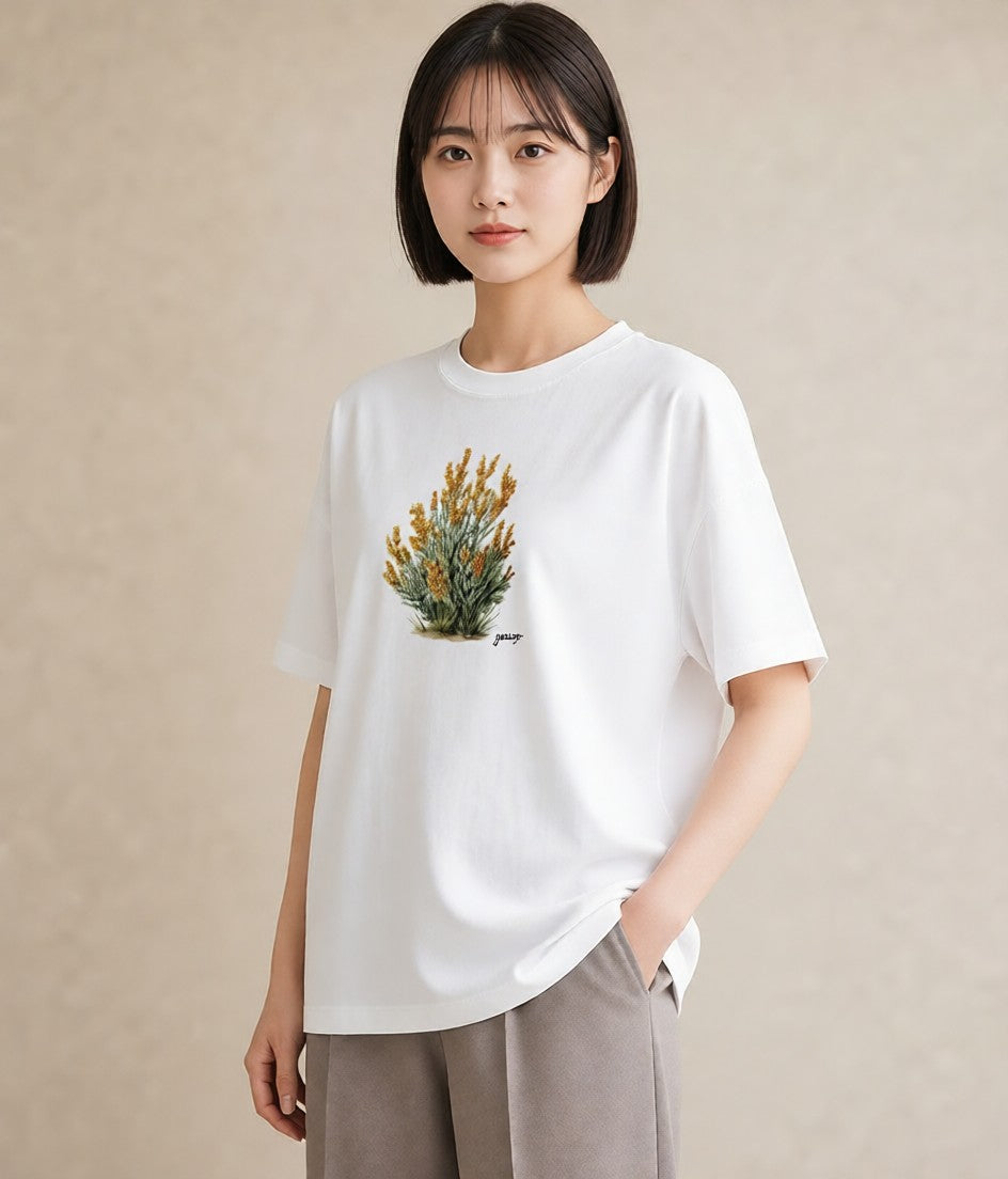 Tシャツ レディース 苔 植物 ボタニカル イラスト きれいめカジュアル 女子会 お揃い 白T