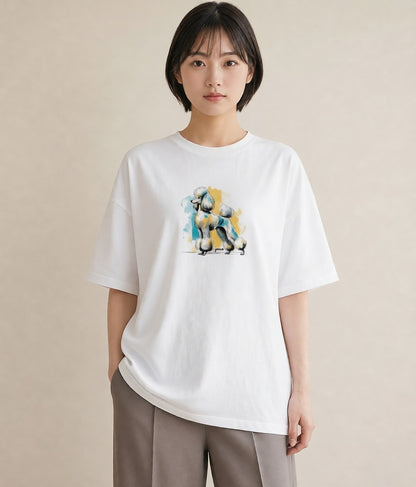 デザインTシャツ レディース トイプードル プードル 犬 いぬ イラスト レトロ おしゃれギフト 社会人 白T