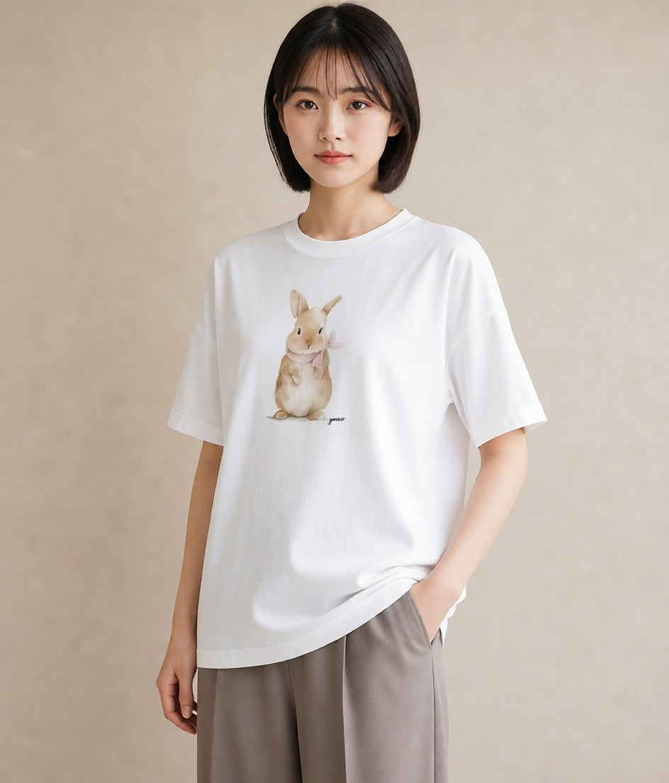 Tシャツ レディース ホーランドロップ ペット 動物 イラスト カフェコーデ デート 帰省 白T