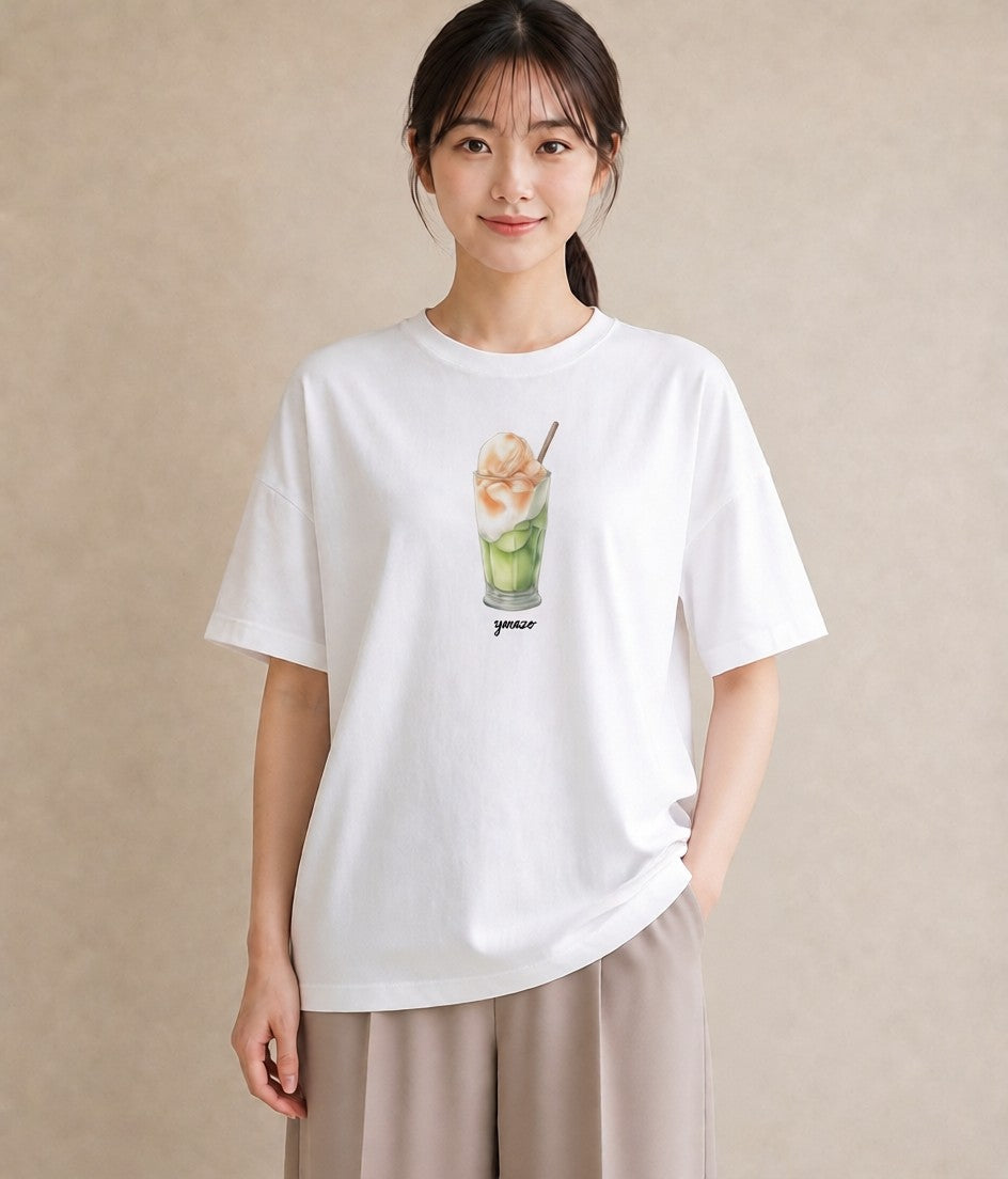 グラフィックTシャツ レディース ショートケーキ 食べ物 フード イラスト こなれ感 ビーチ デイリーウェア 白T