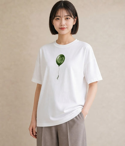 デザインTシャツ レディース 紙風船 和紙 ナチュラル アンティーク イラスト 北欧風 ルームウェア ギフト 白T