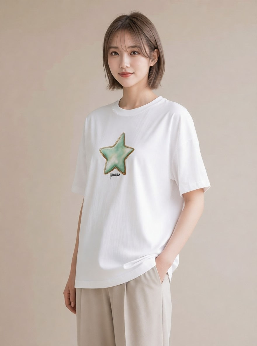 プリントTシャツ レディース 天の川 星空 宇宙 イラスト シンプル 敬老の日 ホワイトデー 白T