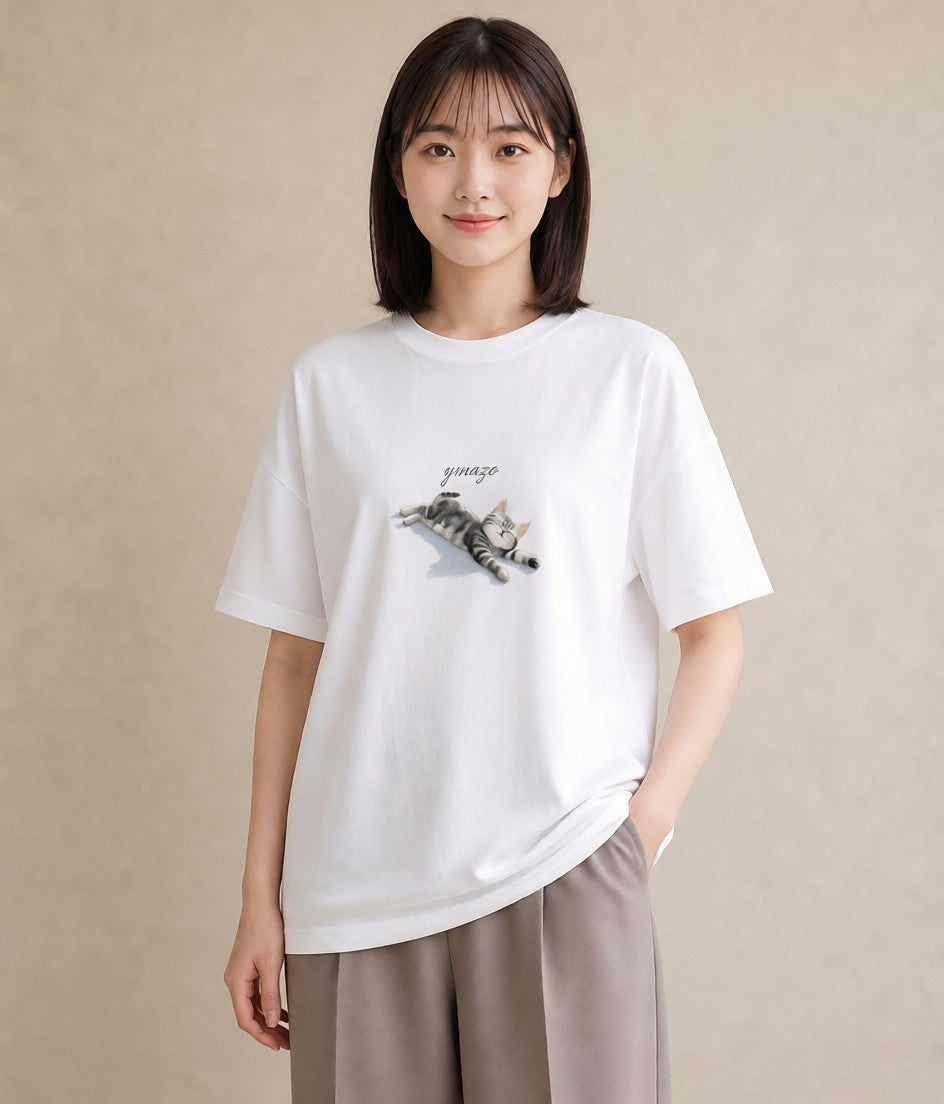 デザインTシャツ レディース 肉球 猫 ねこ イラスト カフェ巡り 女子会 白T