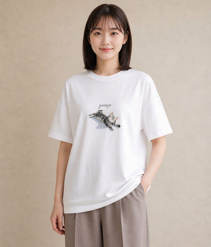 デザインTシャツ レディース 肉球 猫 ねこ イラスト カフェ巡り 女子会 白T
