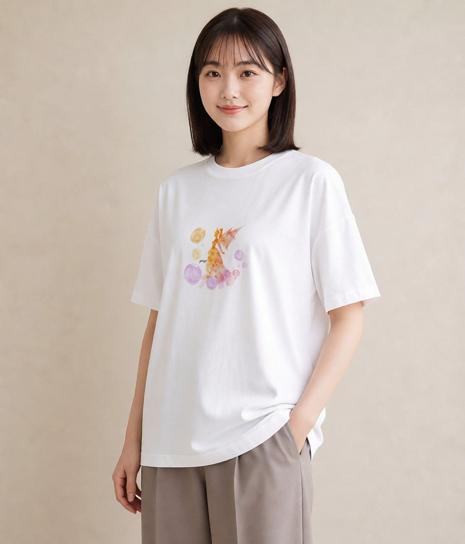 半袖Tシャツ レディース 水瓶座 星空 宇宙 イラスト ゆるかわ ペアコーデ 秋コーデ 白T