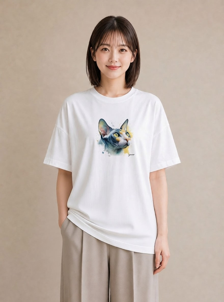 デザインTシャツ レディース 猫 ねこ イラスト 送別ギフト 通勤 白T