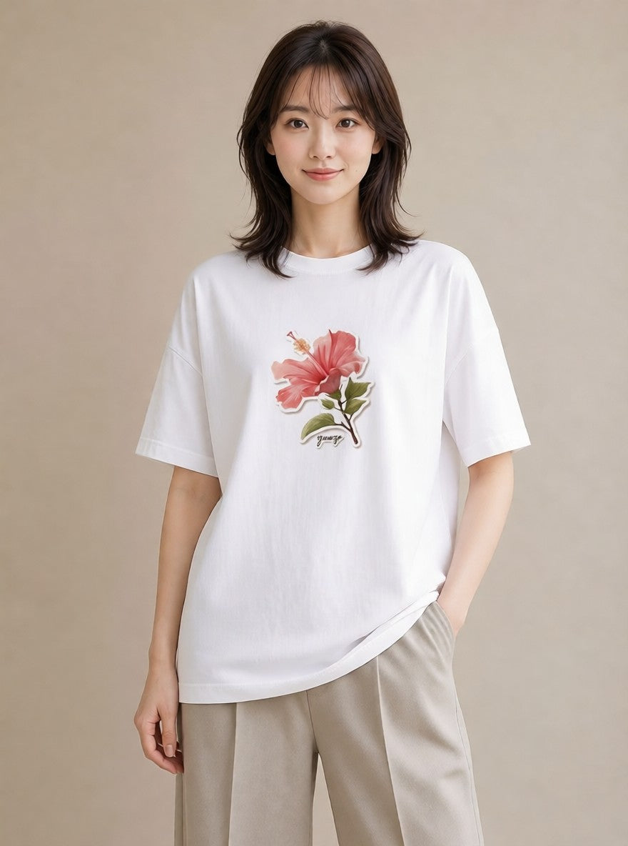 プリントTシャツ レディース 観葉植物 植物 ボタニカル イラスト 普段使い ラフ レイヤード 白T