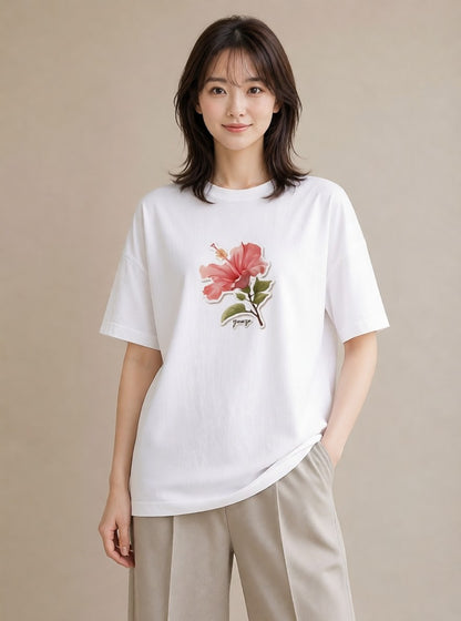 プリントTシャツ レディース 観葉植物 植物 ボタニカル イラスト 普段使い ラフ レイヤード 白T