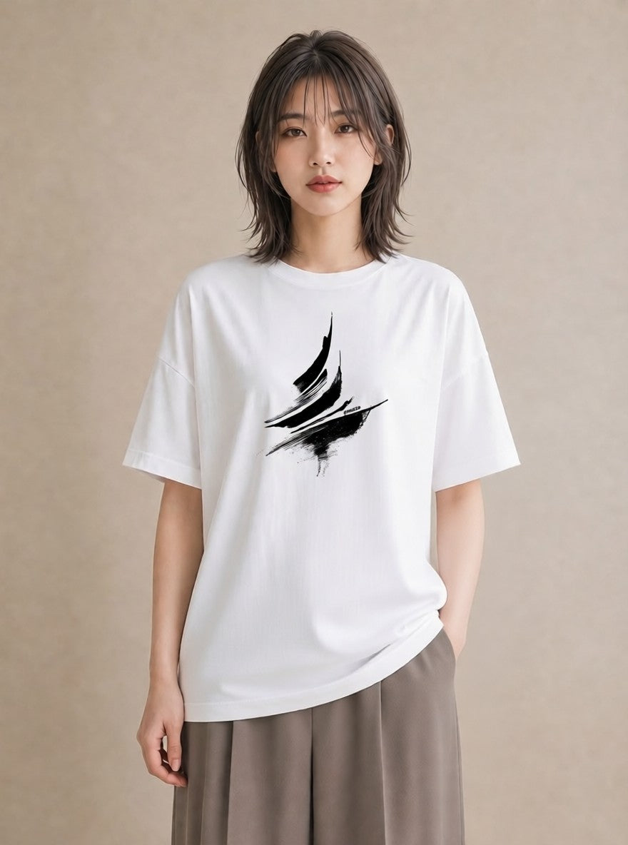 グラフィックTシャツ レディース 紙の船 水辺 ナチュラル アンティーク イラスト カジュアル 母の日 ビーチ 白T
