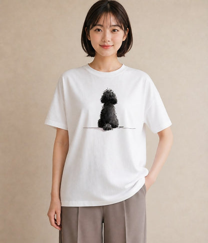 半袖Tシャツ レディース トイプードル プードル 犬 いぬ イラスト 北欧風 友達ギフト 部屋着 白T