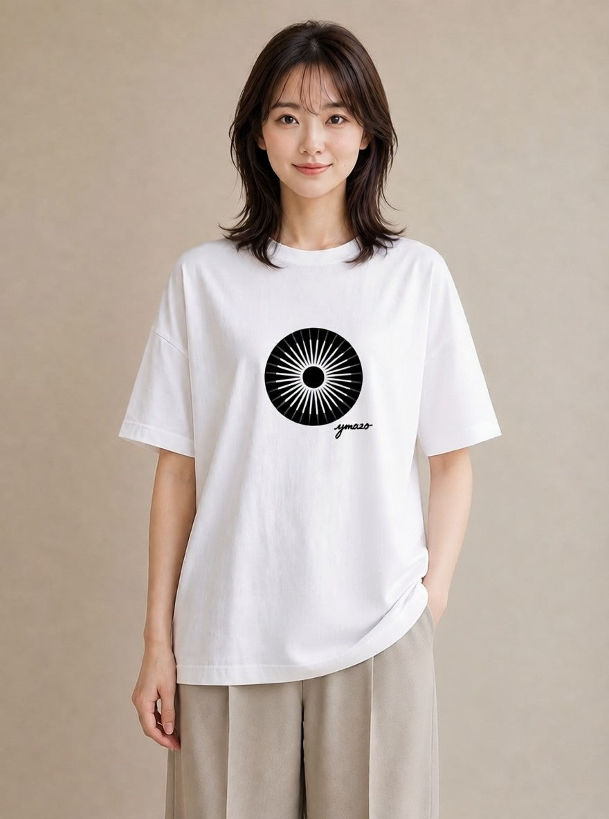 Tシャツ レディース 扇子 そよ風 ナチュラル アンティーク イラスト ポップ 社会人 女性 白T