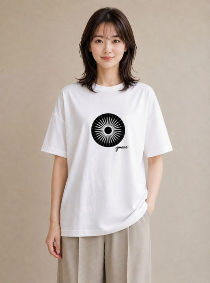 Tシャツ レディース 扇子 そよ風 ナチュラル アンティーク イラスト ポップ 社会人 女性 白T