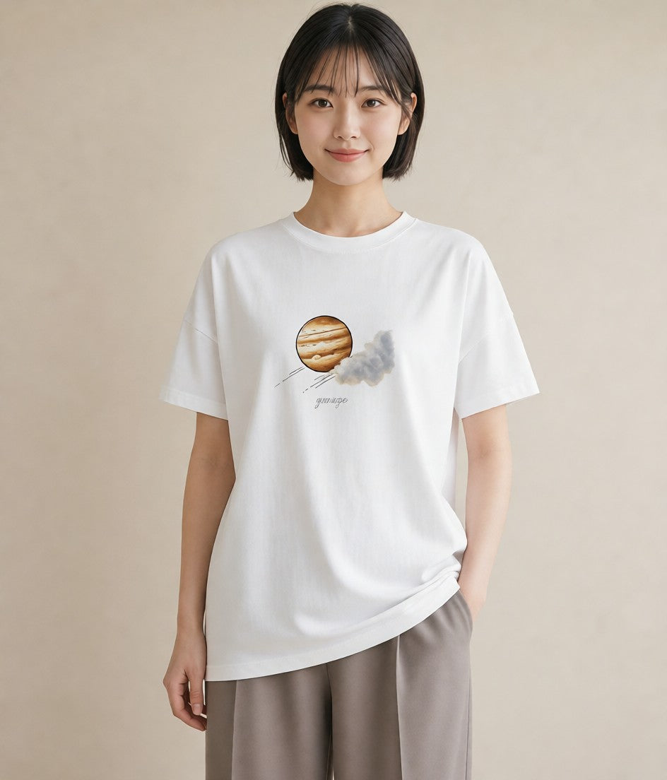デザインTシャツ レディース 惑星 星空 宇宙 イラスト ガーリー 母娘コーデ 自分用 白T