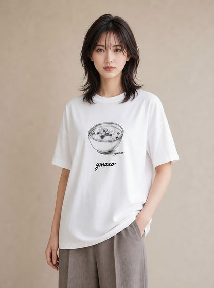 デザインTシャツ レディース ポップコーン 食べ物 フード イラスト ニュアンス 敬老の日 ホワイトデー 白T