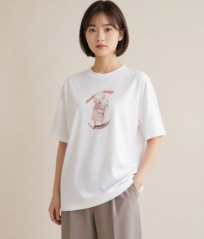プリントTシャツ レディース ひつじ 動物 アニマル イラスト ポップ ルームウェア ギフト 白T