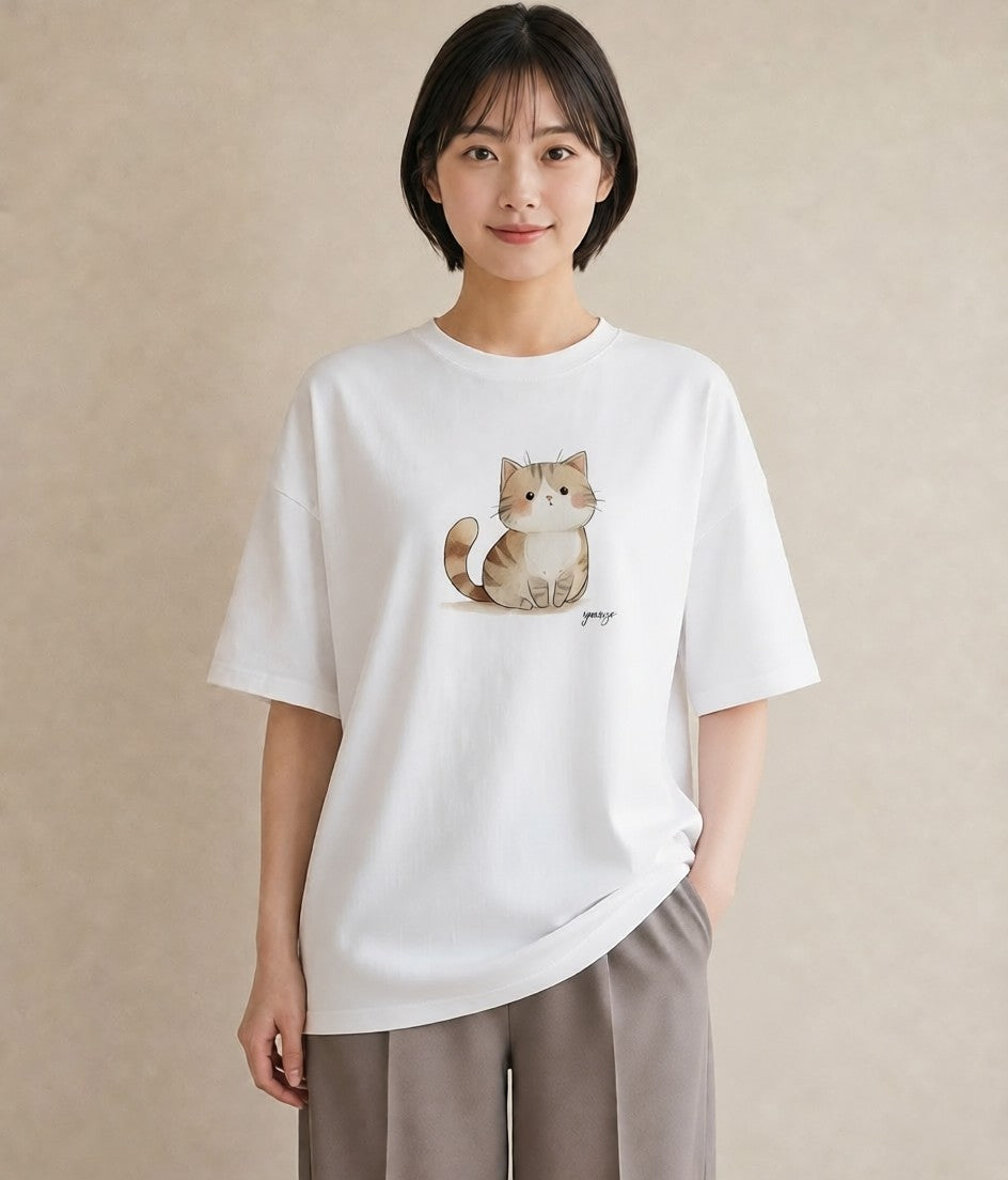 Tシャツ レディース マンチカン 猫 ねこ イラスト お洒落 ホワイトデー 春服 白T