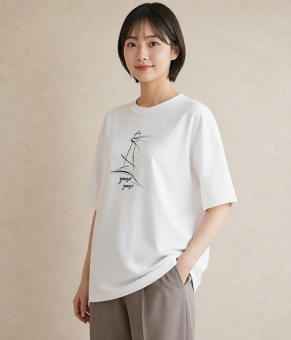 デザインTシャツ レディース 灯台 霧 海 ナチュラル アンティーク イラスト アート風 女性向けギフト 散歩 白T