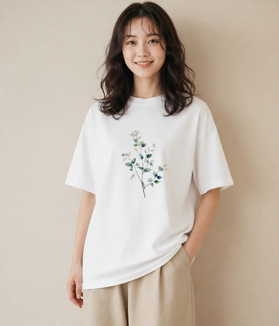 グラフィックTシャツ レディース ボタニカル 植物 イラスト ビーチ デイリーウェア 白T