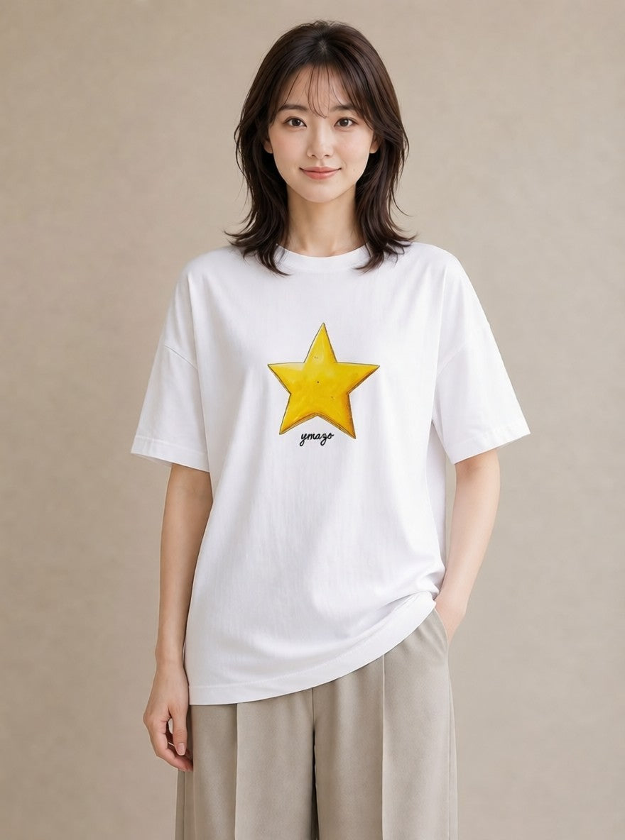 Tシャツ レディース 流れ星 星空 宇宙 イラスト 普段使い 自分用 ルームウェア 白T