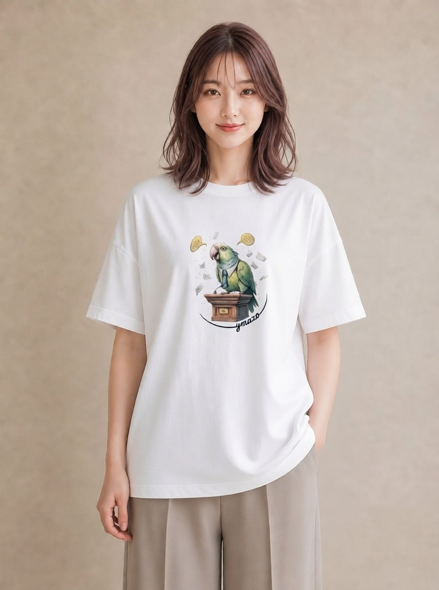 Tシャツ レディース セキセイインコ ペット 動物 イラスト 可愛い 普段着 週末コーデ 白T