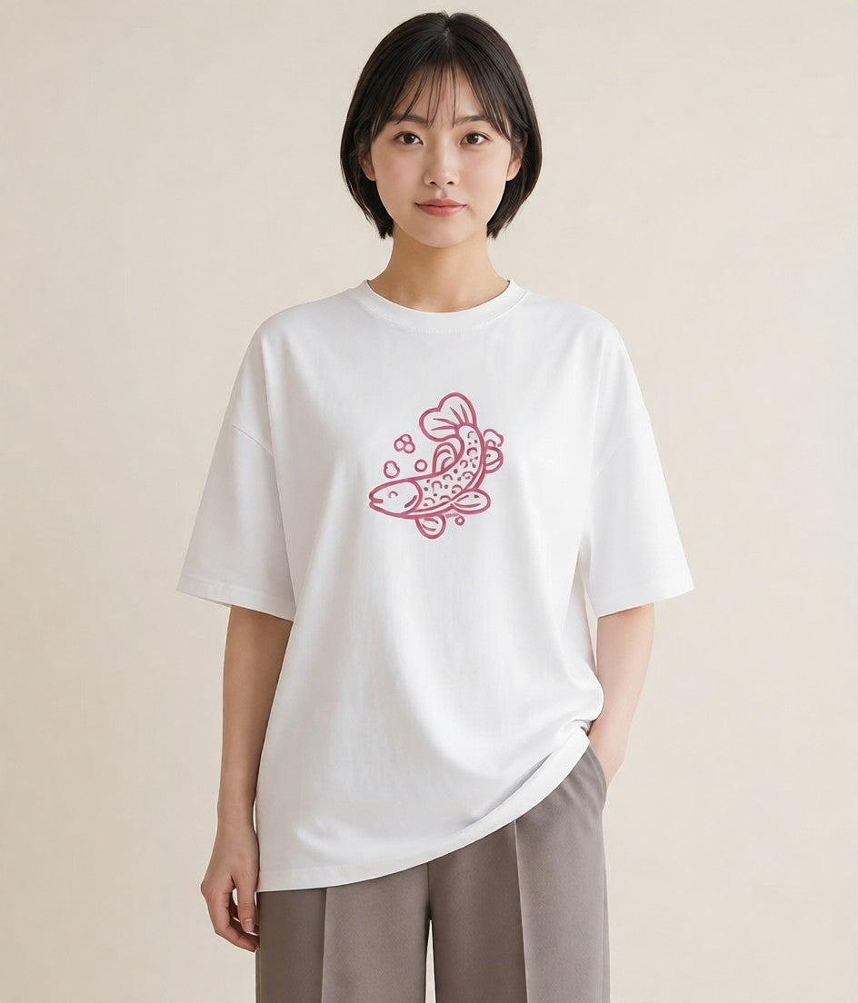 半袖Tシャツ レディース たい焼き 食べ物 フード イラスト ナチュラル カフェ服 クリスマス 白T