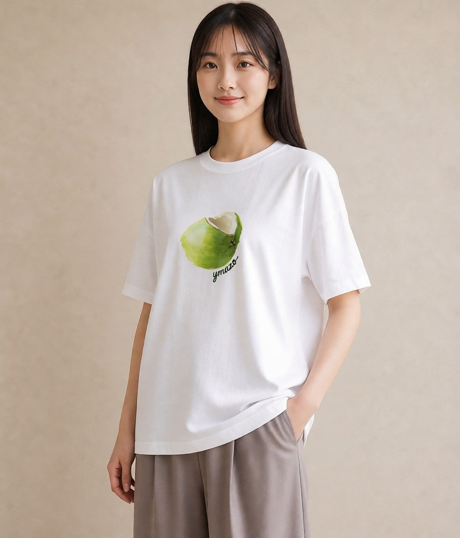 デザインTシャツ レディース パイナップル 食べ物 フード イラスト 線画 女子会 お揃い 白T