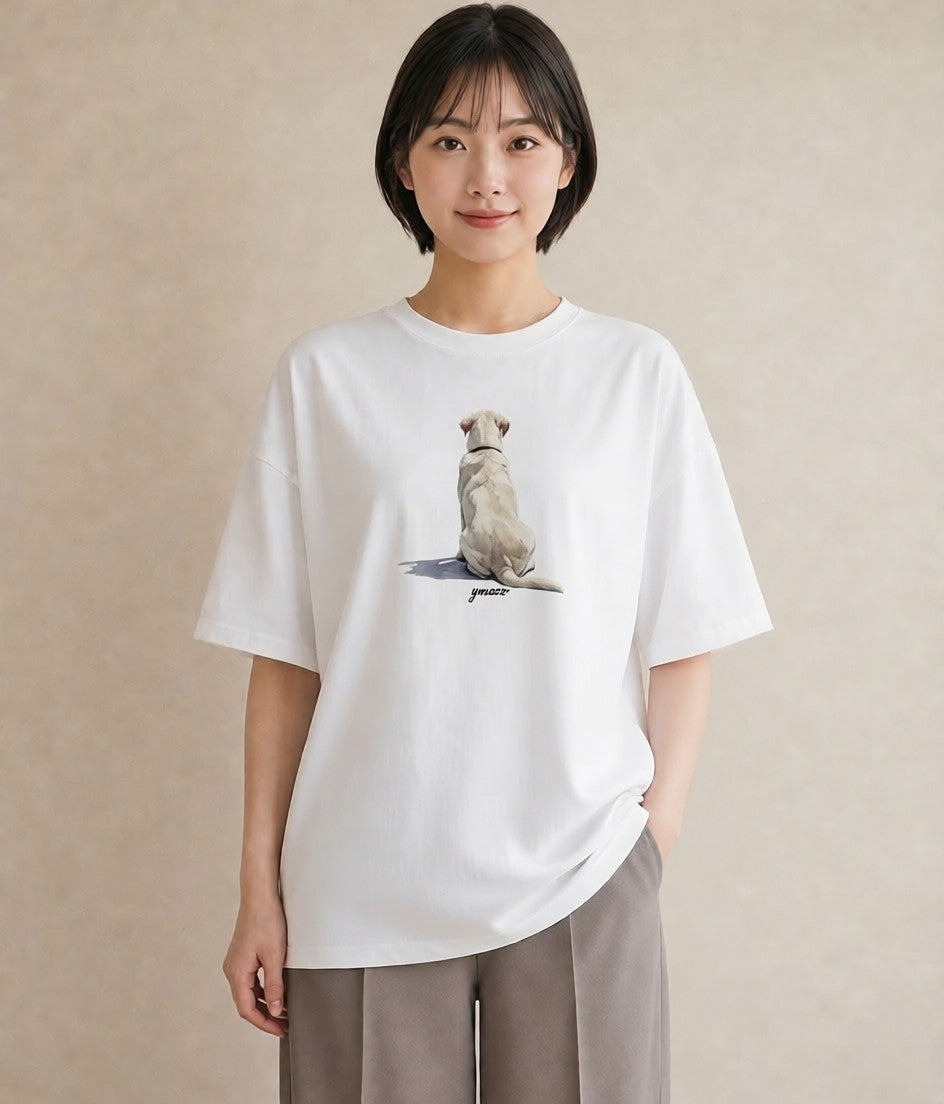 半袖Tシャツ レディース ラブラドールレトリバー 犬 いぬ イラスト きれいめ 友達ギフト 部屋着 白T