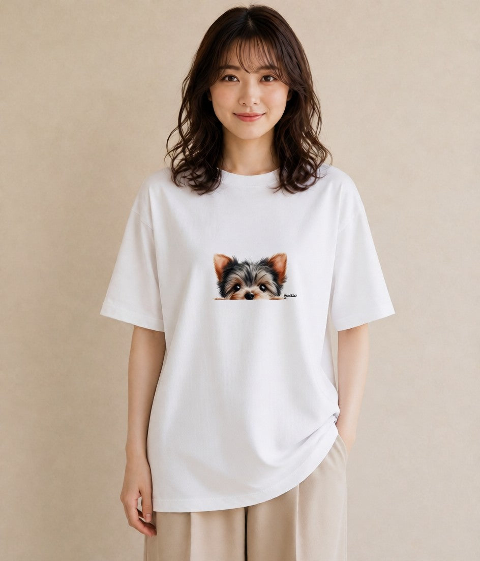 プリントTシャツ レディース いぬ 犬 ワンコ イラスト レイヤード 友達ギフト 白T