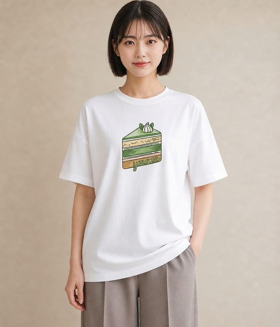 グラフィックTシャツ レディース プリン 食べ物 フード イラスト 普段着 週末コーデ 白T